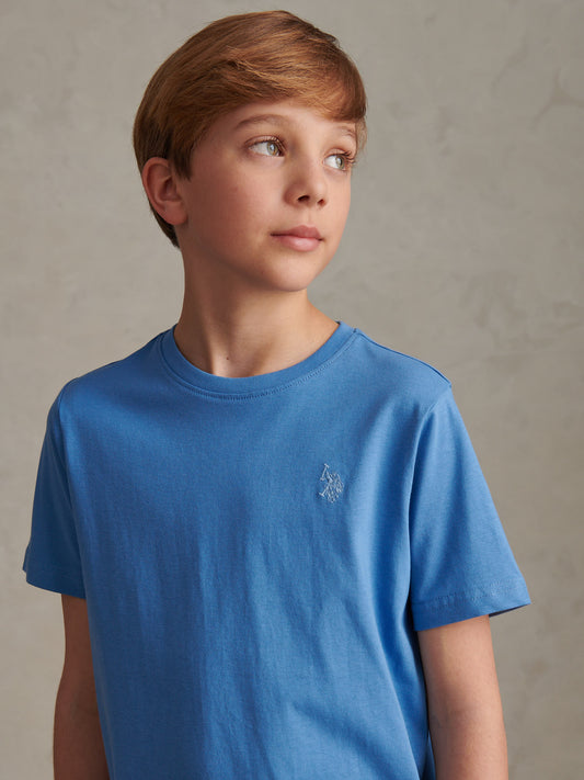 Boys Texture Double Horsemen T-Shirt Riviera