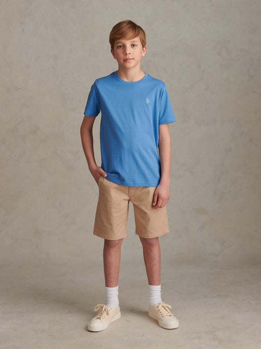 Boys Texture Double Horsemen T-Shirt Riviera