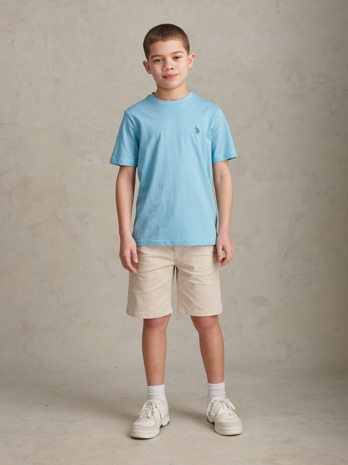 Boys Texture Double Horsemen T-Shirt Air Blue