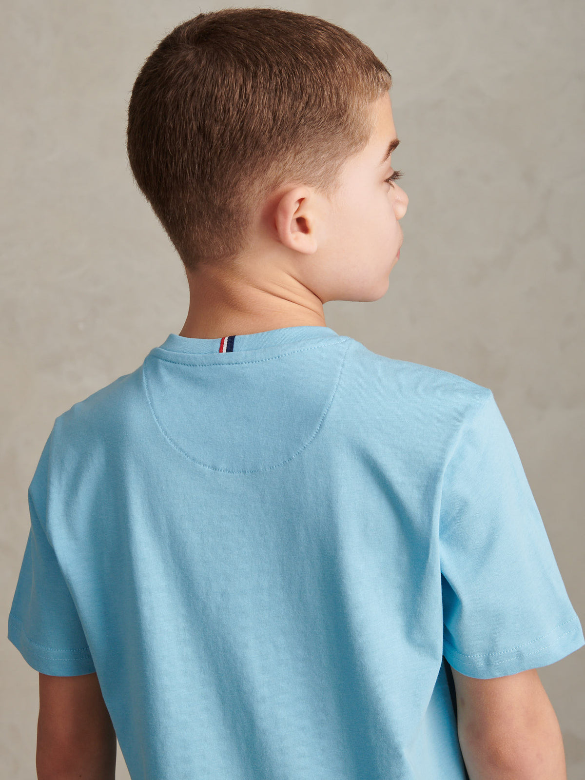 Boys Texture Double Horsemen T-Shirt Air Blue