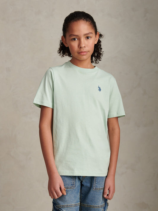 Boys Texture Double Horsemen T-Shirt Aqua Foam