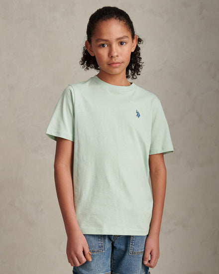 Boys Texture Double Horsemen T-Shirt Aqua Foam