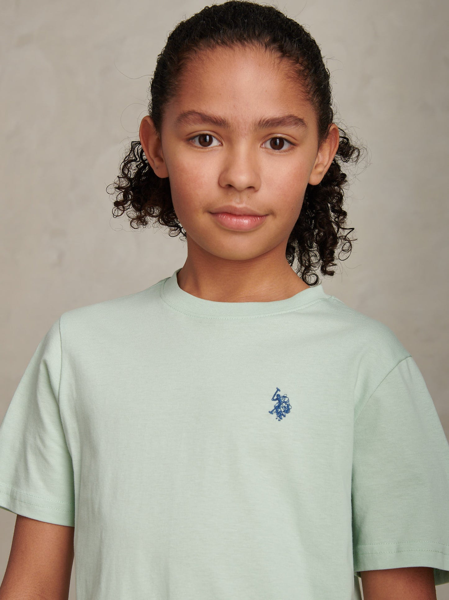 Boys Texture Double Horsemen T-Shirt Aqua Foam