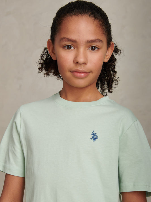 Boys Texture Double Horsemen T-Shirt Aqua Foam