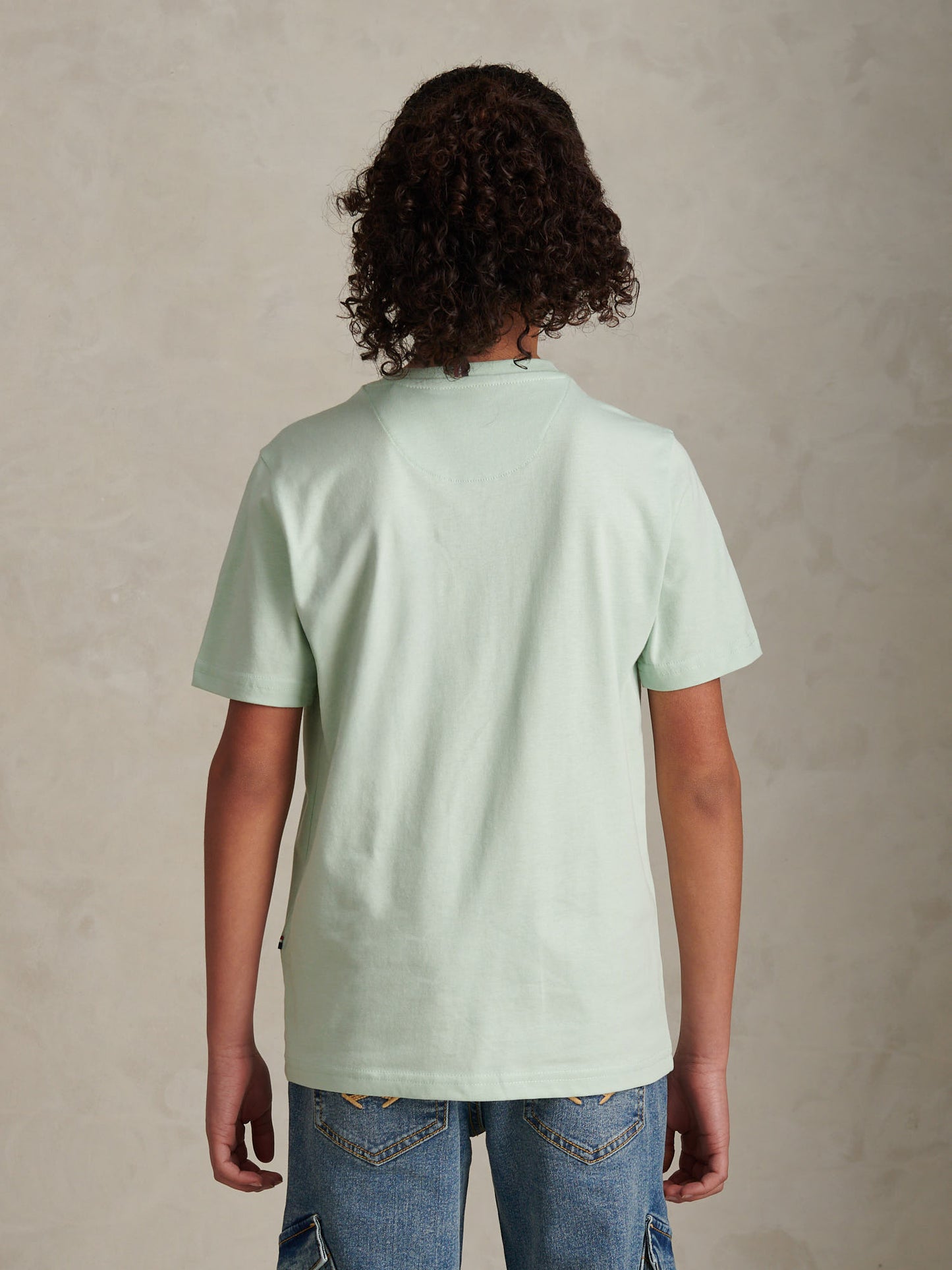 Boys Texture Double Horsemen T-Shirt Aqua Foam