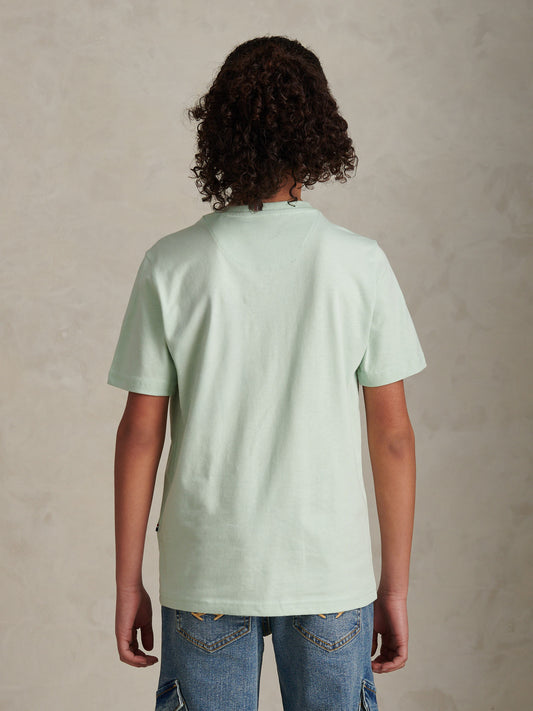 Boys Texture Double Horsemen T-Shirt Aqua Foam