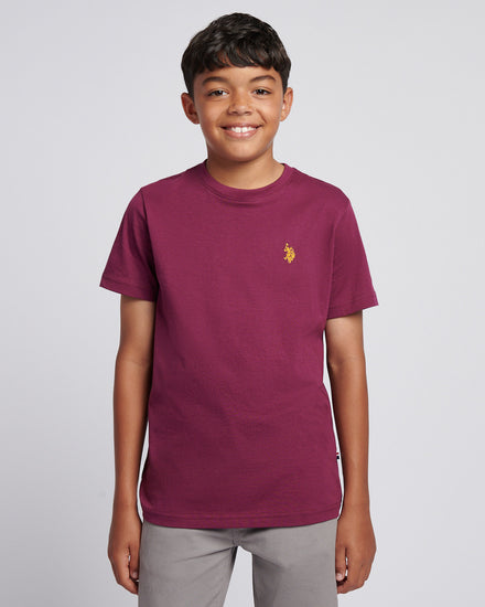 Boys Texture Double Horsemen T-Shirt in Grape Wine