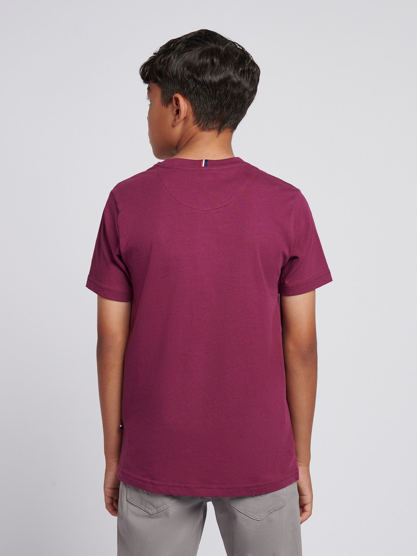 Boys Texture Double Horsemen T-Shirt in Grape Wine
