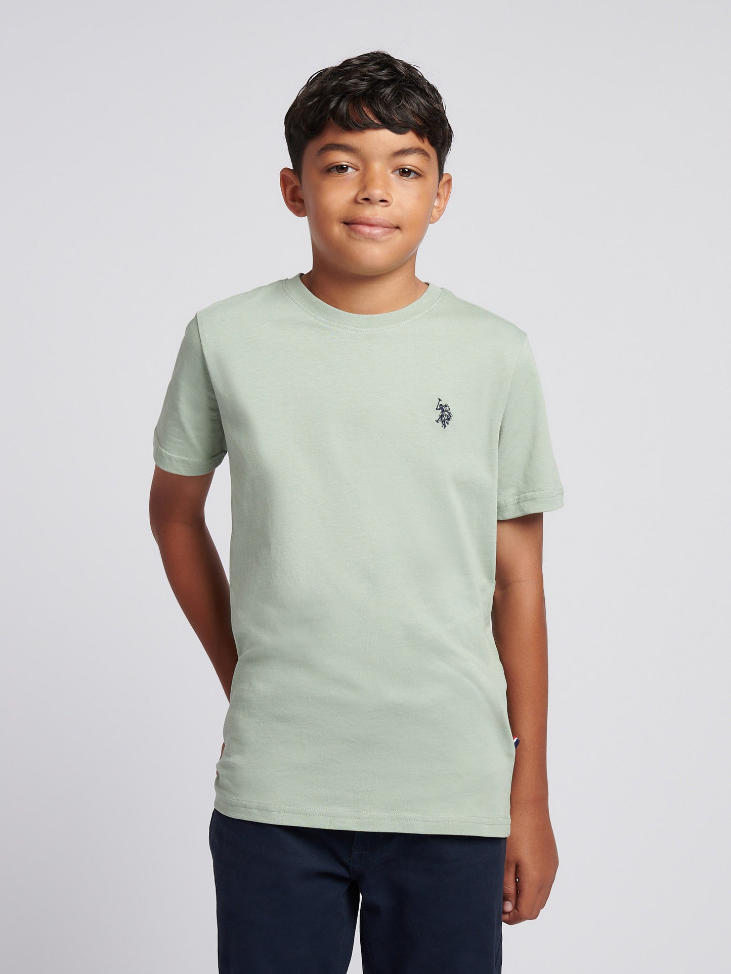Boys Texture Double Horsemen T-Shirt in Iceberg Green