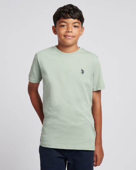 Boys Texture Double Horsemen T-Shirt in Iceberg Green