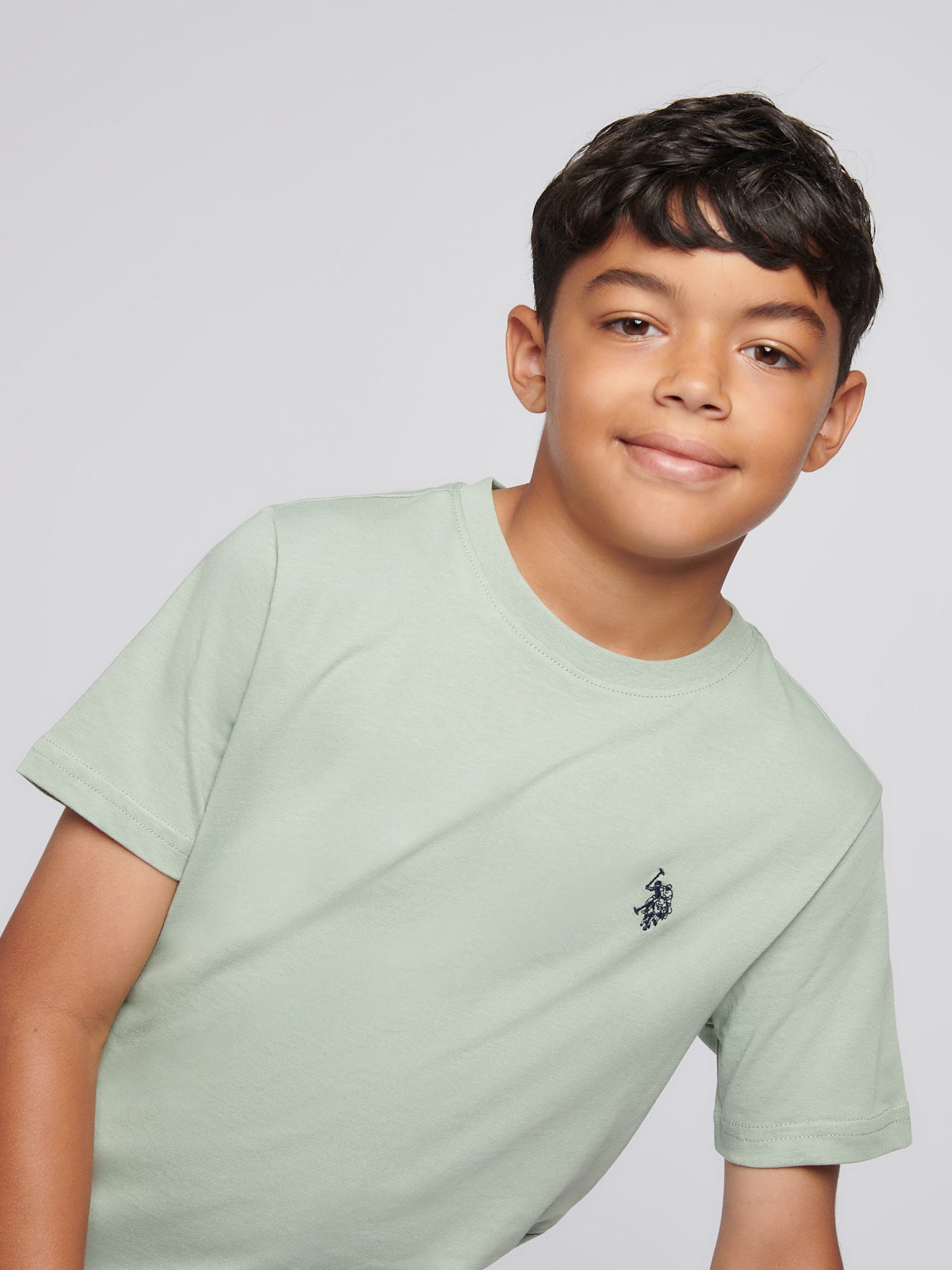 Boys Texture Double Horsemen T-Shirt in Iceberg Green