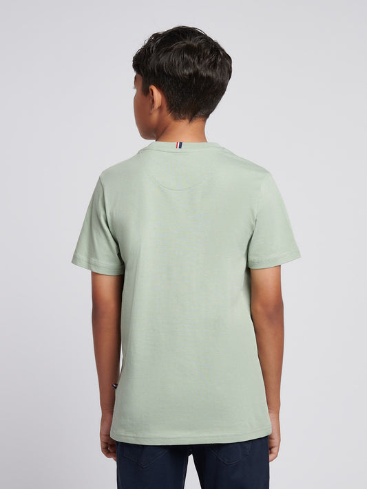 Boys Texture Double Horsemen T-Shirt in Iceberg Green