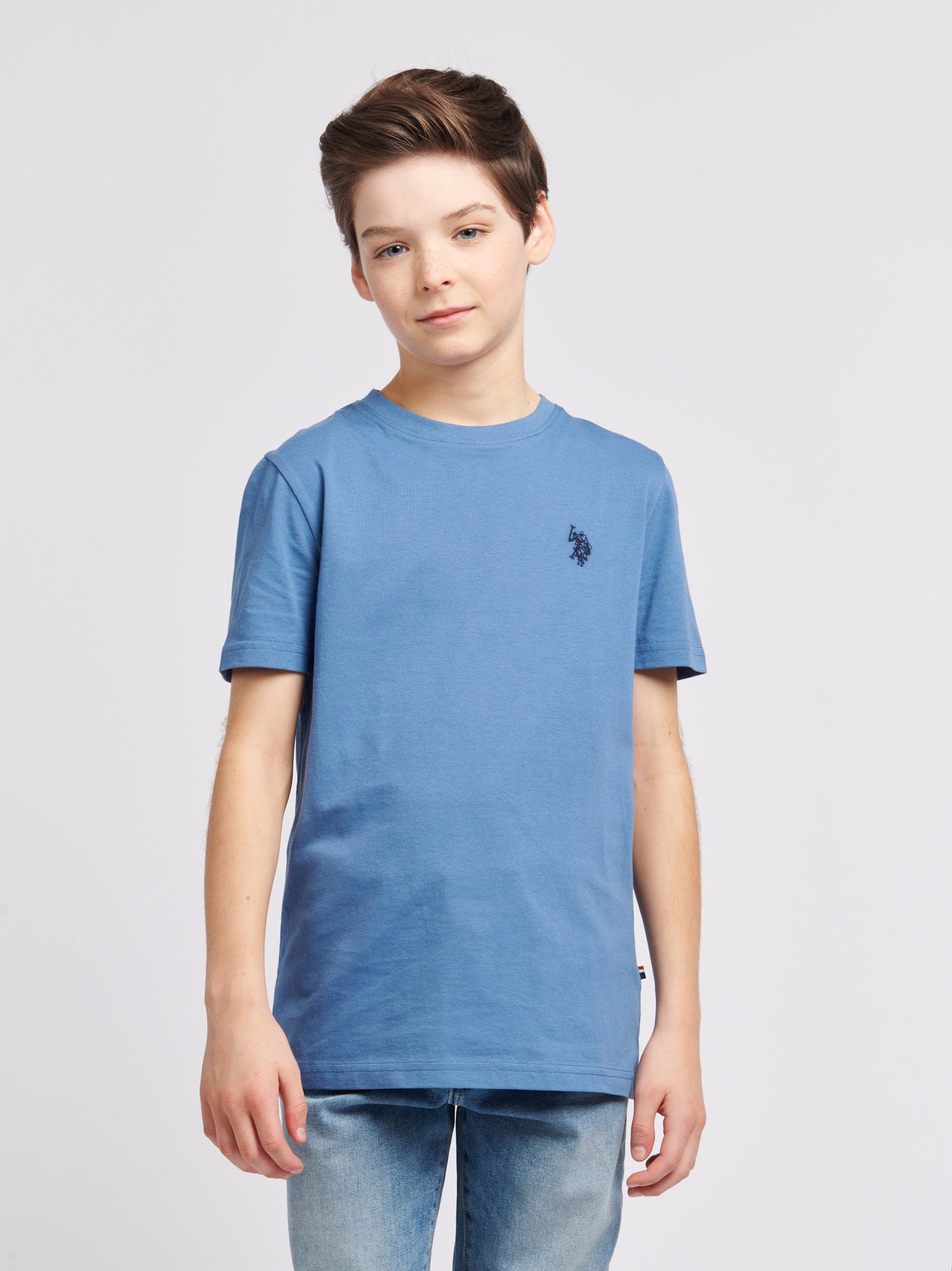 Boys Texture Double Horsemen T-Shirt in Blue Horizon