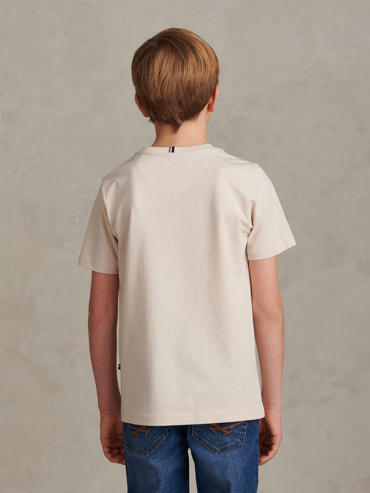 Boys Texture Double Horsemen T-Shirt in Beige