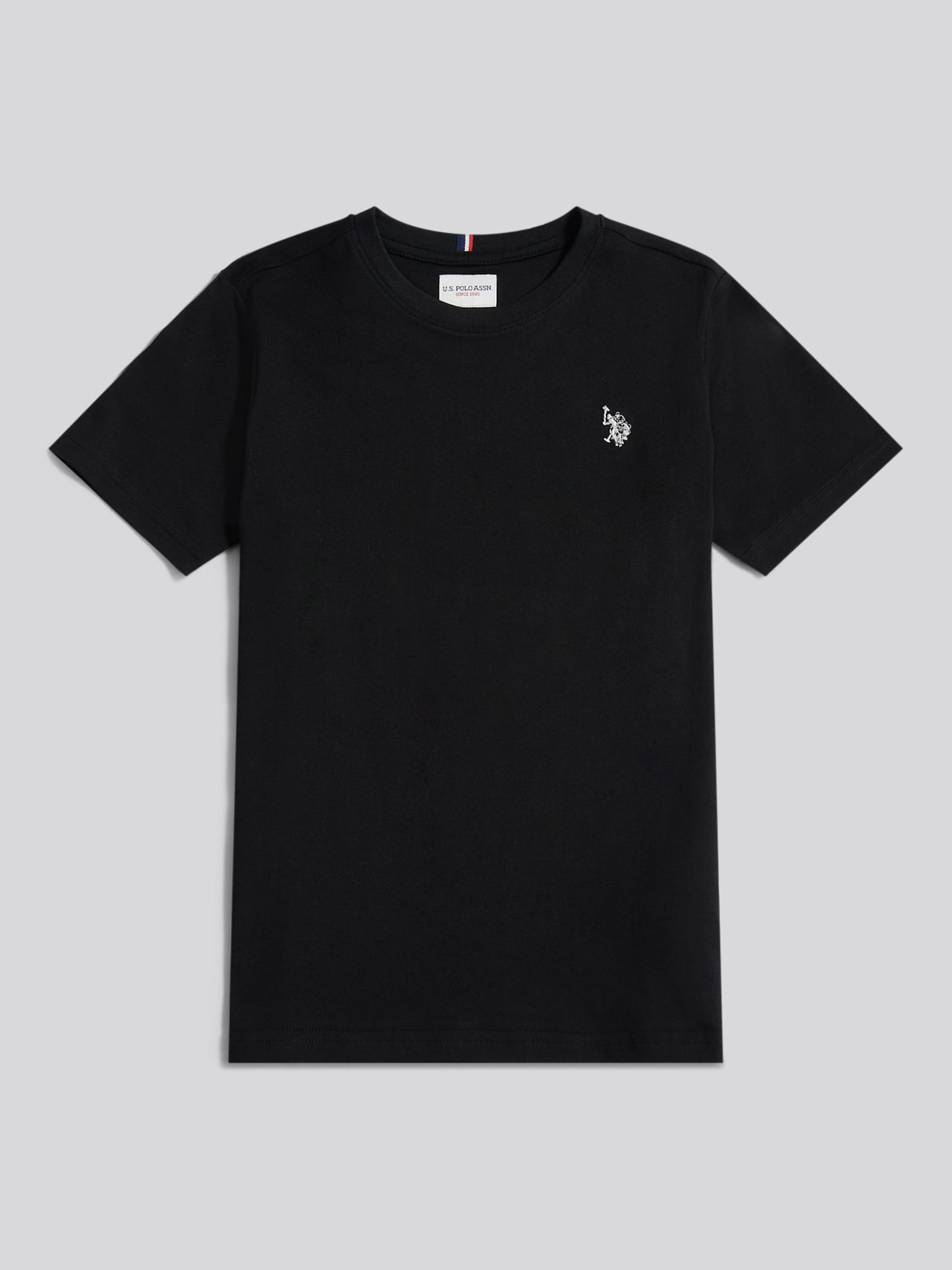 Boys Texture Double Horsemen T-Shirt in Black Bright White DHM