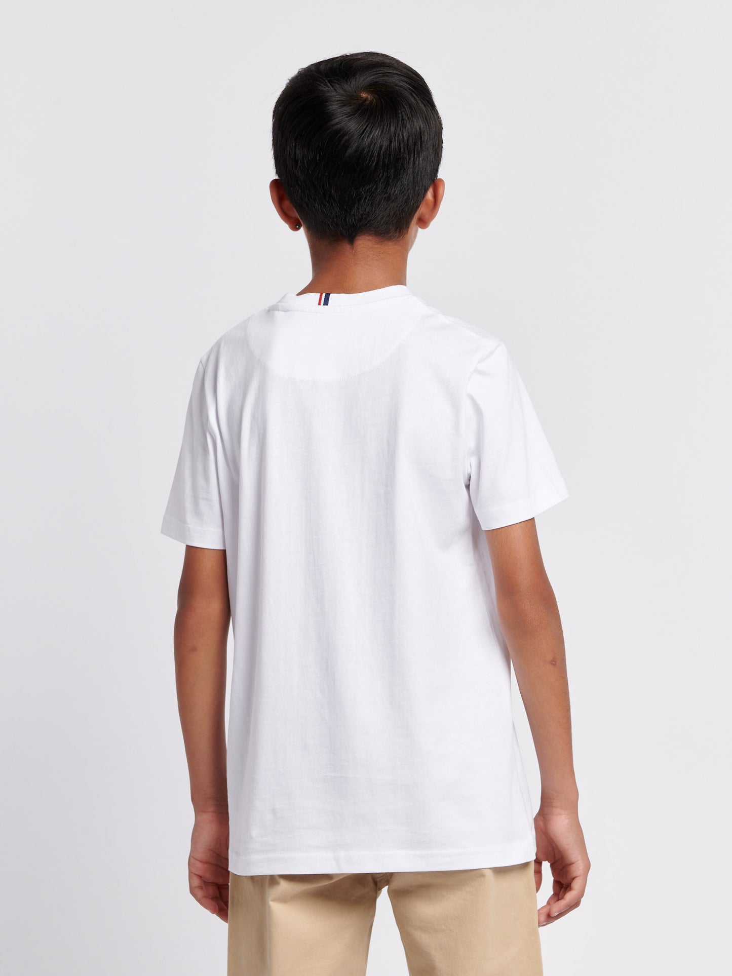 Boys Texture Double Horsemen T-Shirt in White / Dark Sapphire Navy DHM