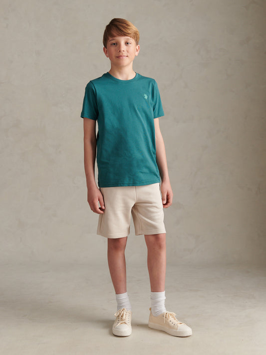 Boys Texture Double Horsemen T-Shirt Mediterranea