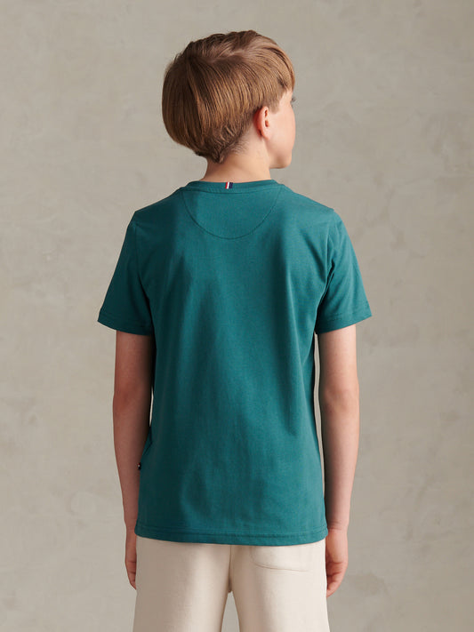 Boys Texture Double Horsemen T-Shirt Mediterranea