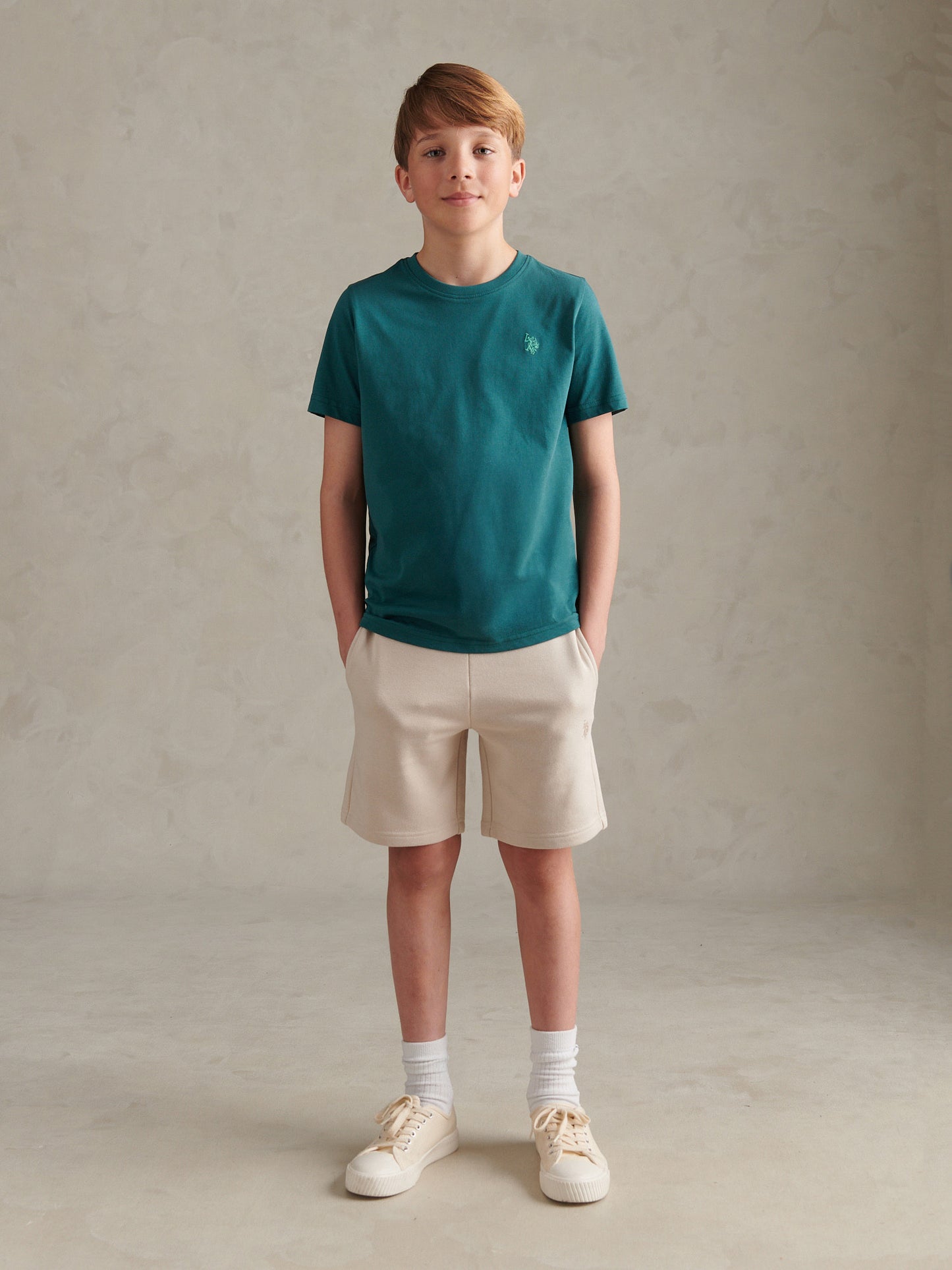 Boys Texture Double Horsemen T-Shirt Mediterranea