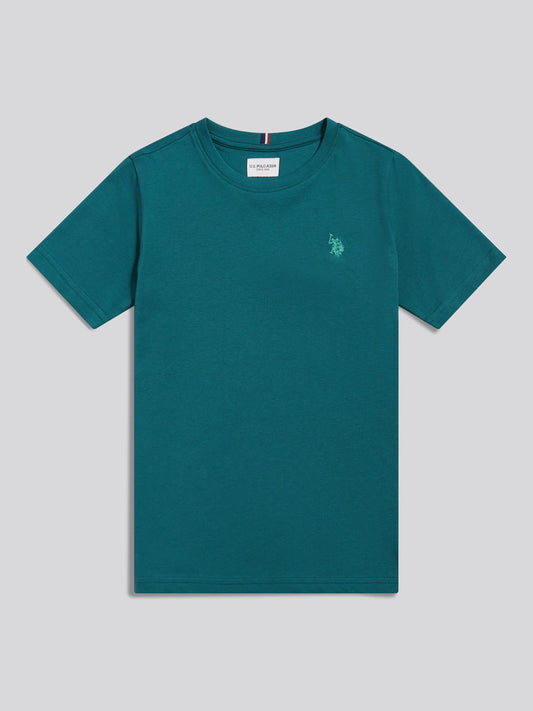 Boys Texture Double Horsemen T-Shirt in Mediterranea