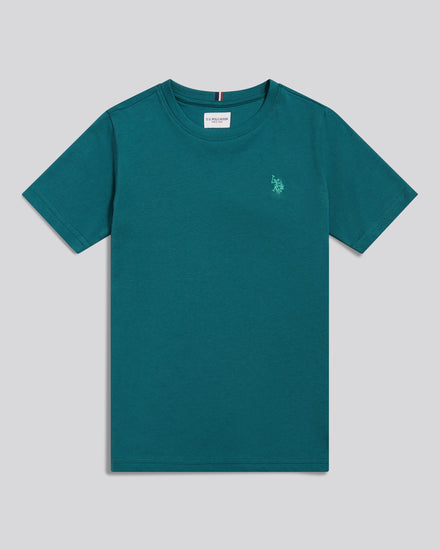 Boys Texture Double Horsemen T-Shirt in Mediterranea