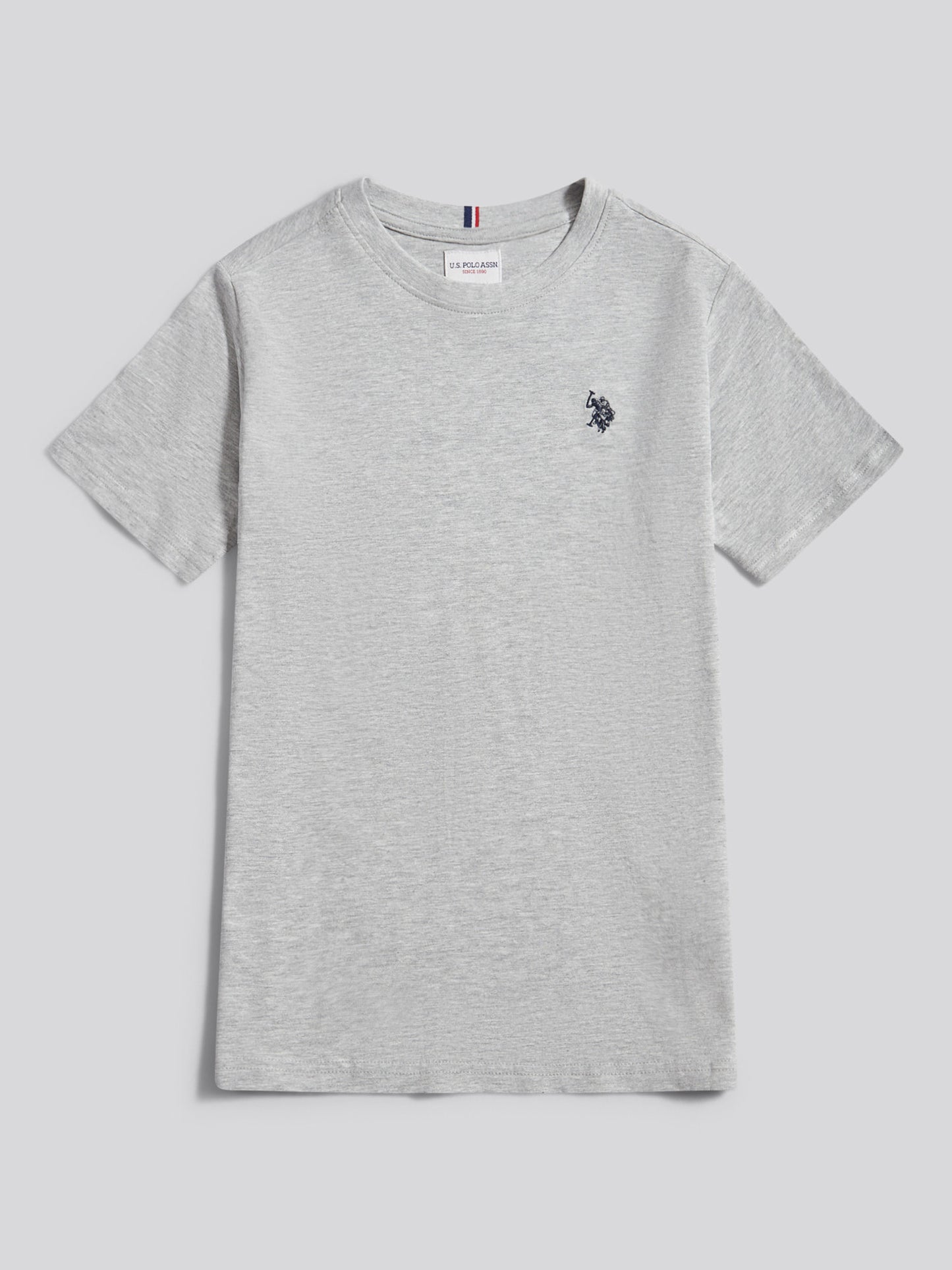 Boys Texture Double Horsemen T-Shirt in Mid Grey Marl