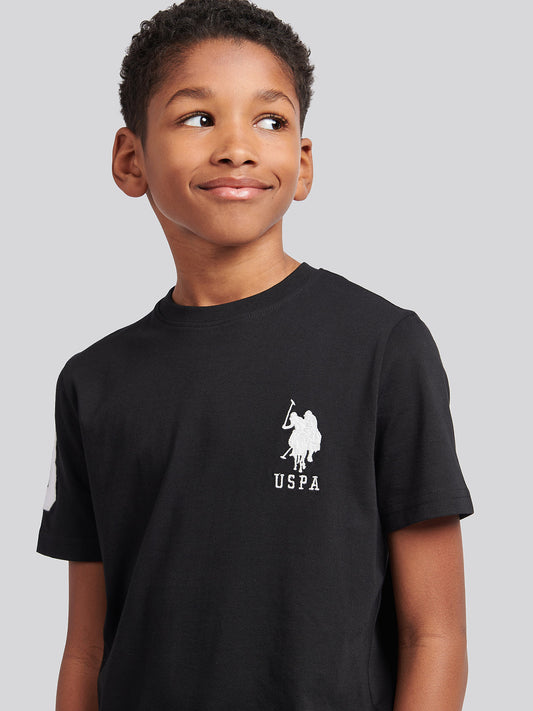 Boys Player 3 T-Shirt in Black Bright White DHM