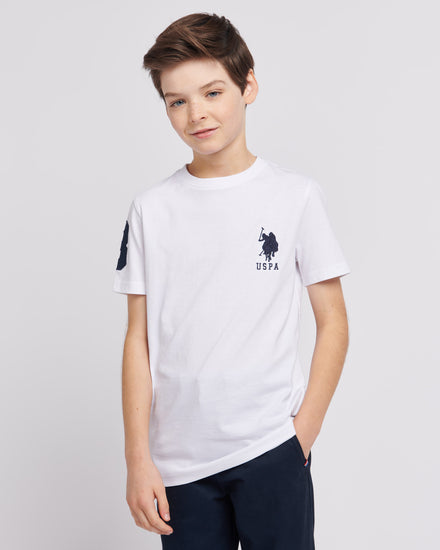 Boys Player 3 T-Shirt in White / Dark Sapphire Navy DHM