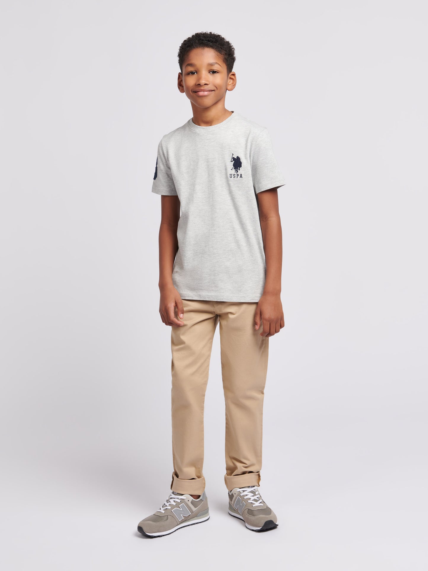 Boys Player 3 T-Shirt in Mid Grey Marl