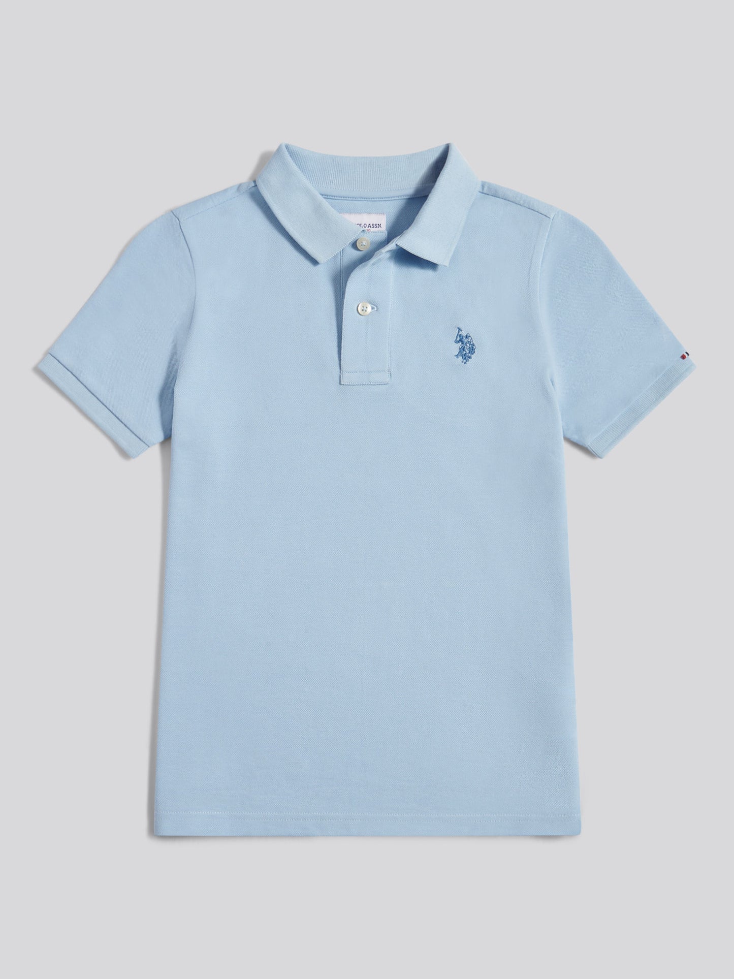 Boys Double Horsemen Polo Shirt in Chambray Blue