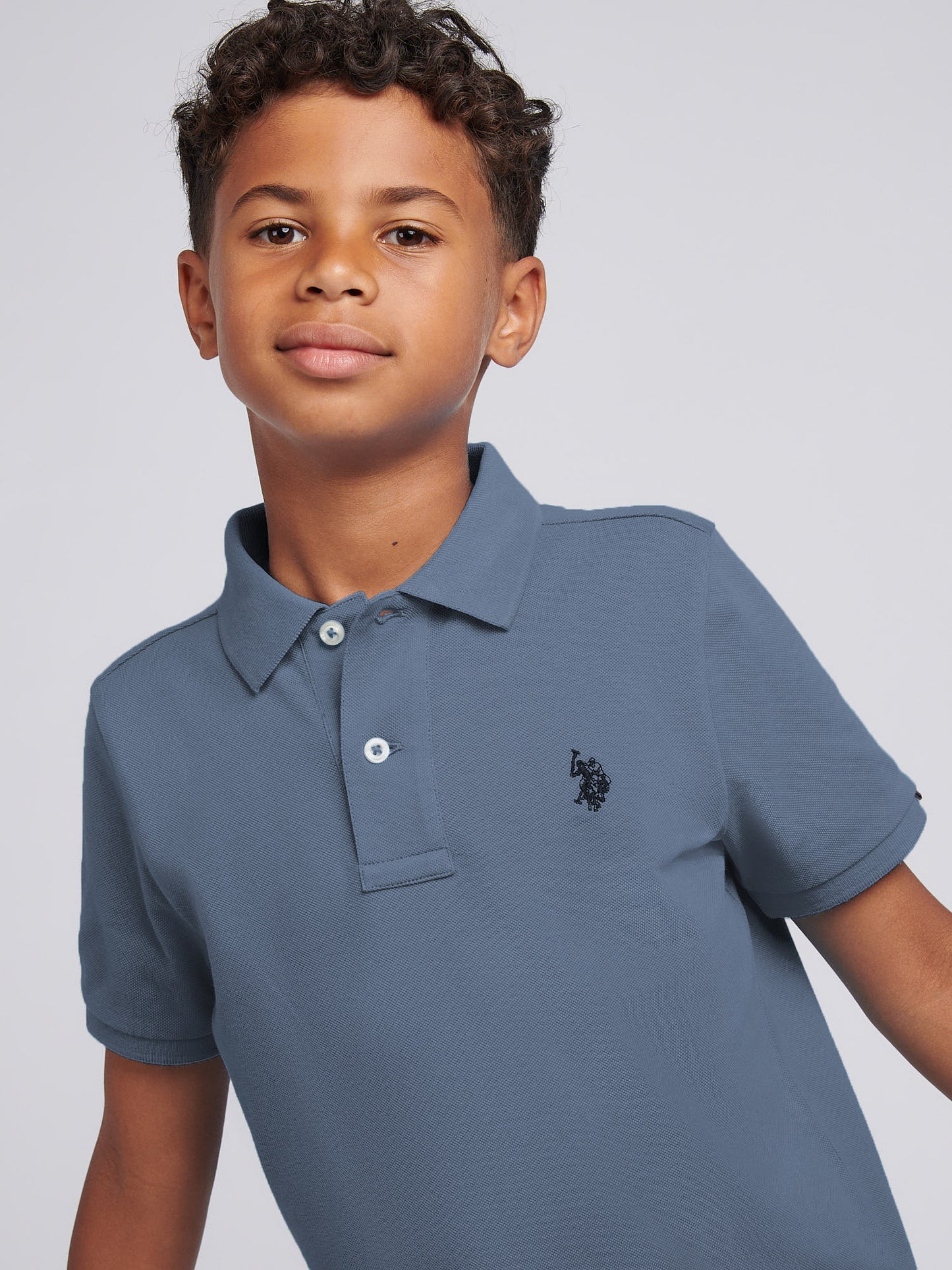 Boys Double Horsemen Polo Shirt in Vintage Indigo