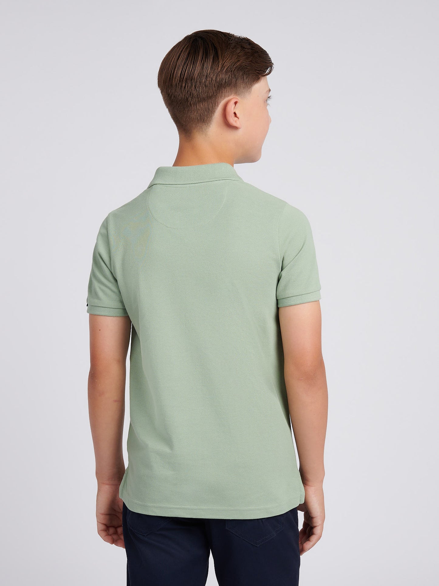 Boys Double Horsemen Polo Shirt in Iceberg Green