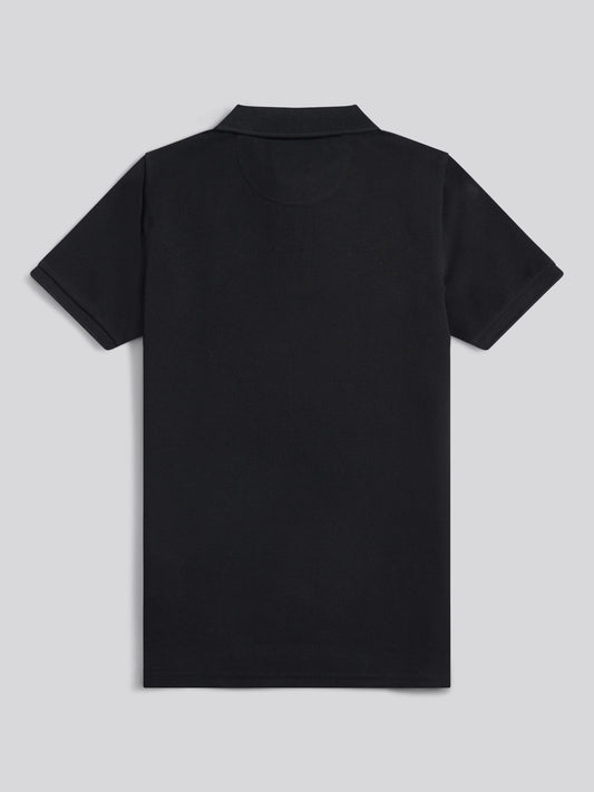Boys Double Horsemen Polo Shirt in Black Bright White DHM