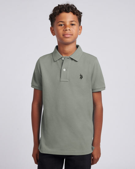 Boys Double Horsemen Polo Shirt Mulled Basil