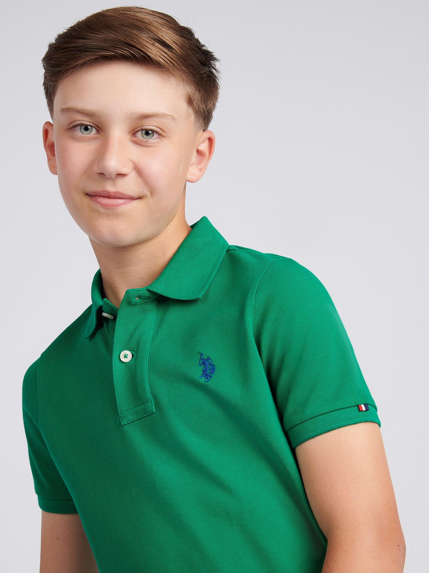 Boys Double Horsemen Polo Shirt in Lush Meadow