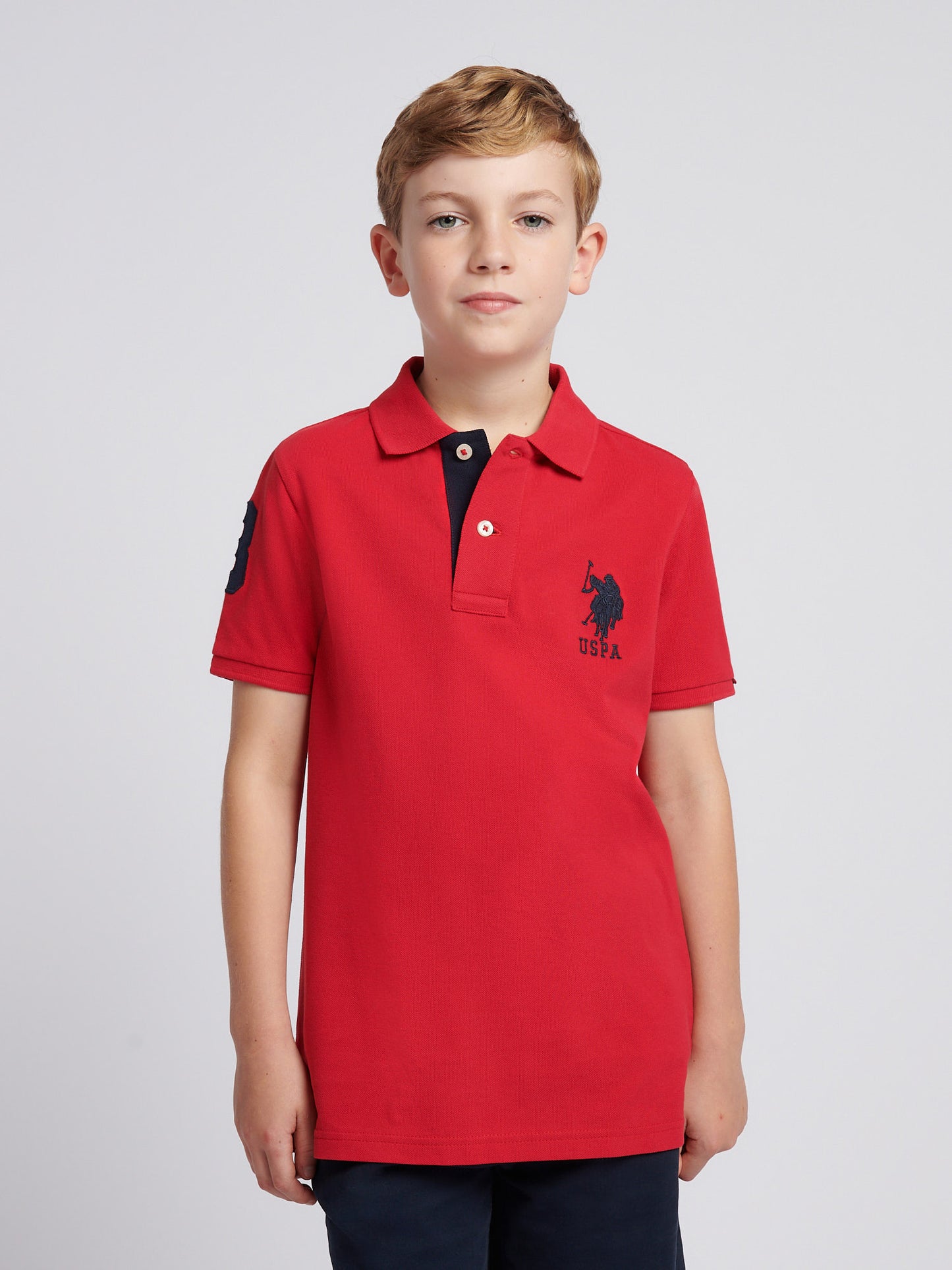 Boys Player 3 Polo Shirt in Haute Red