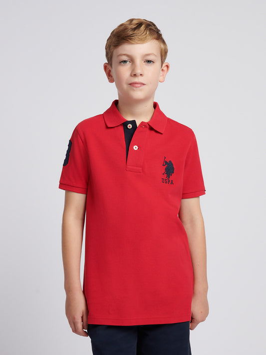 Boys Player 3 Polo Shirt in Haute Red