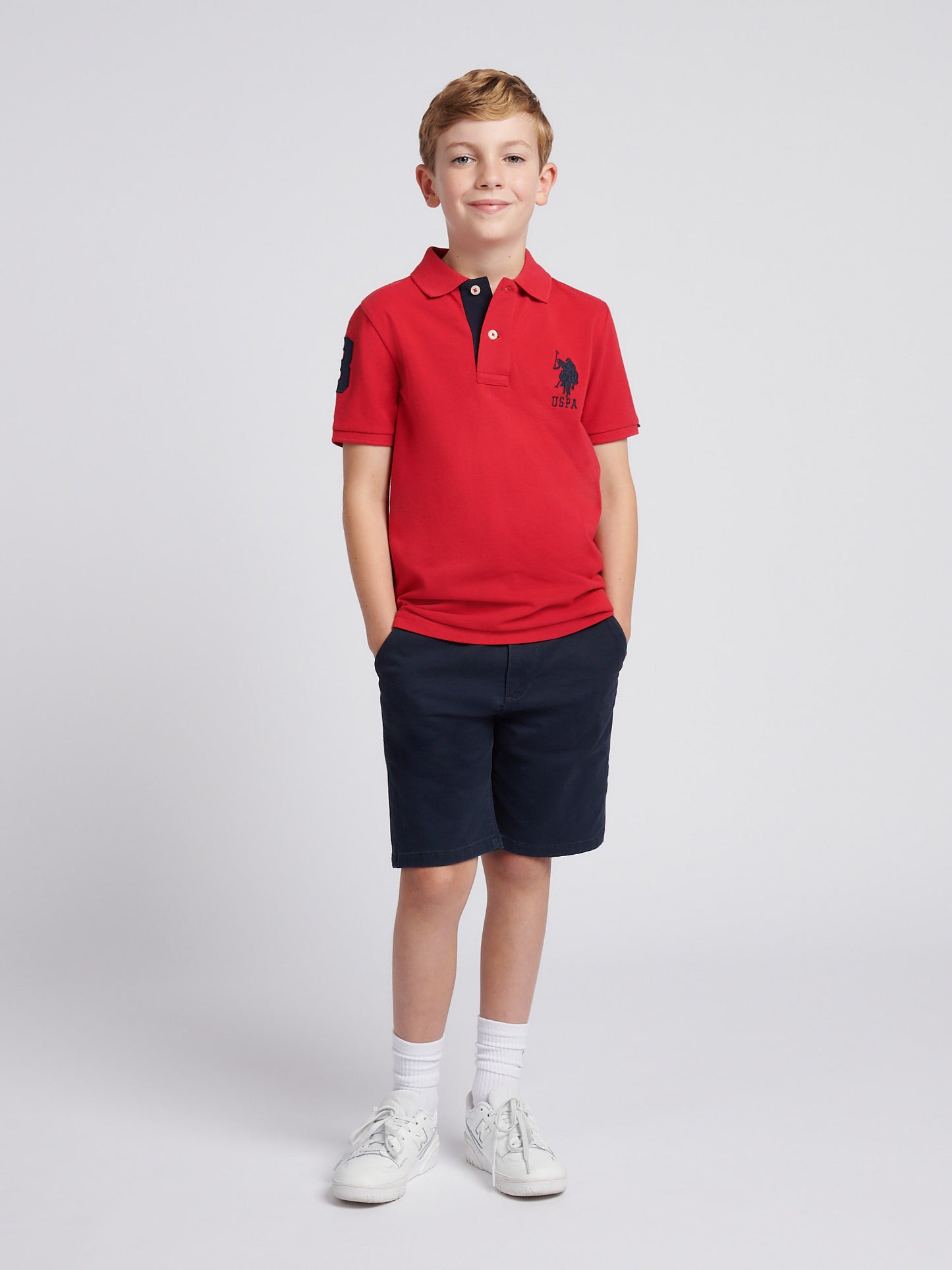 Boys Player 3 Polo Shirt in Haute Red