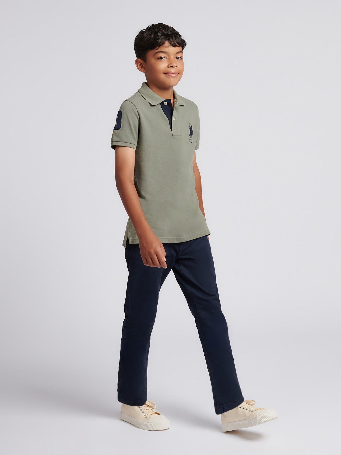 Boys Player 3 Polo Shirt in Mulled Basil