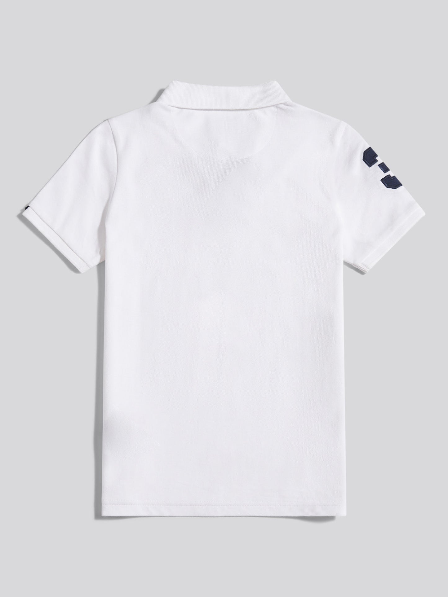 Boys Player 3 Polo Shirt in White / Dark Sapphire Navy DHM