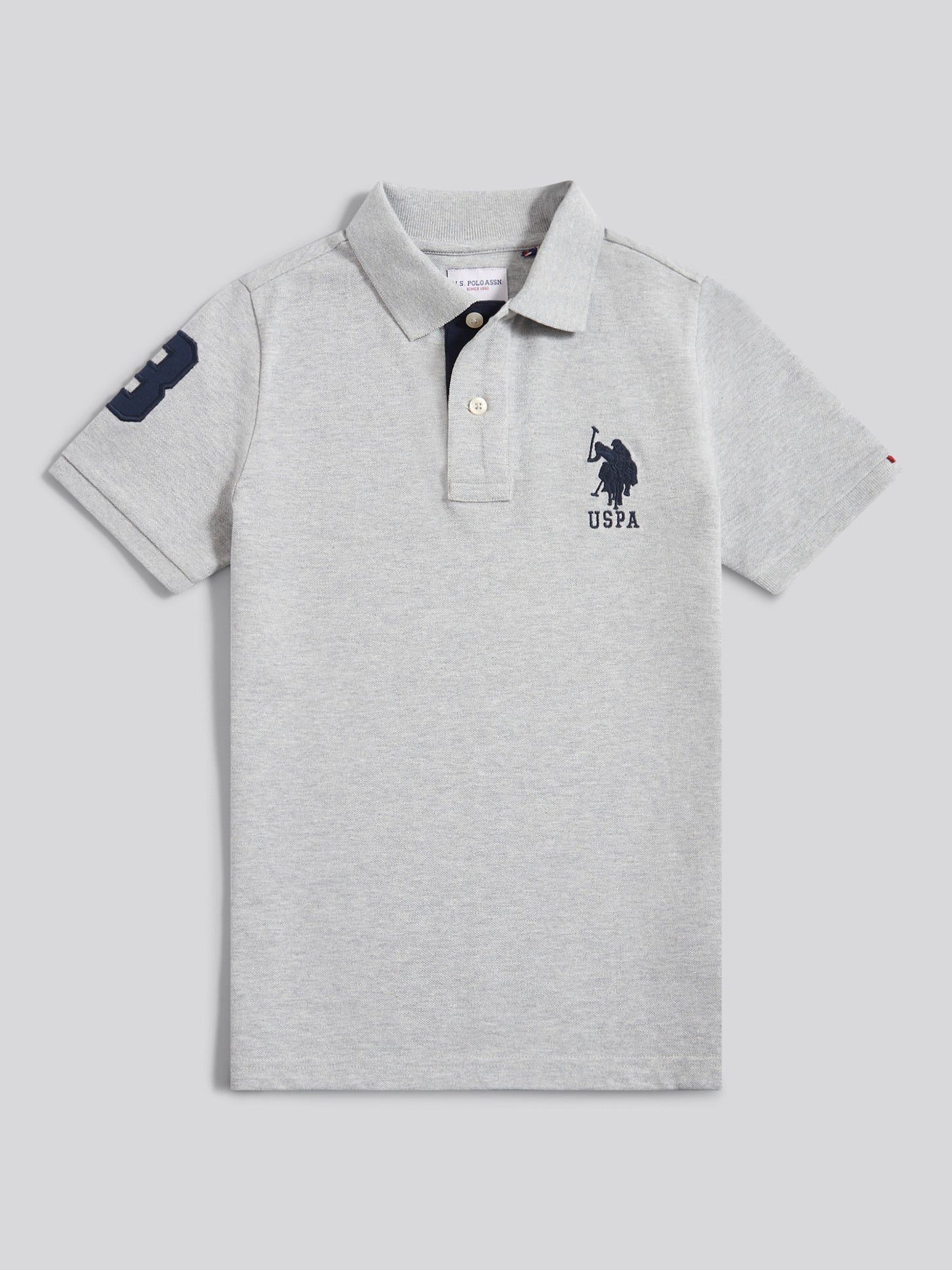 Boys Player 3 Polo Shirt in Mid Grey Marl