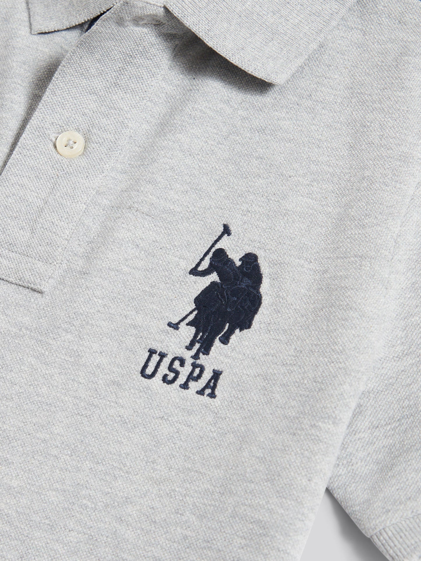 Boys Player 3 Polo Shirt in Mid Grey Marl