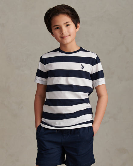 Boys Classic Stripe T-Shirt Dark Sapphire Navy