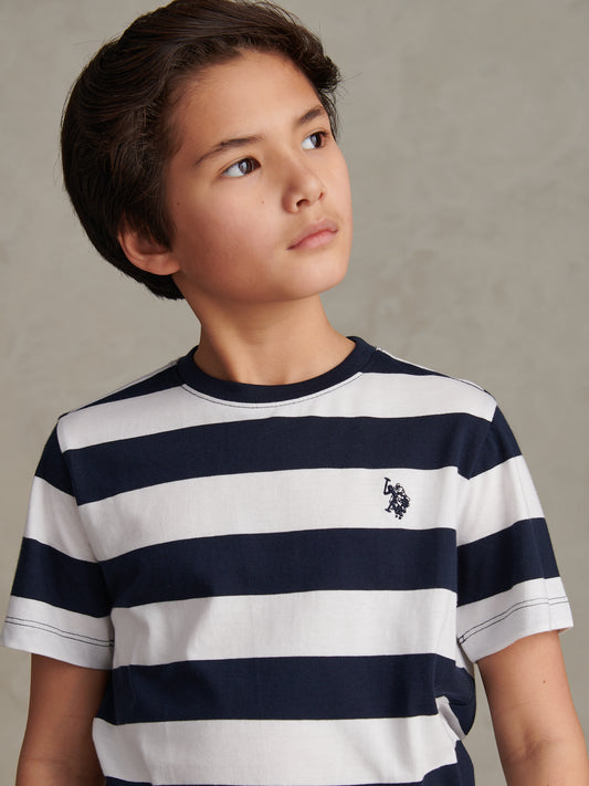 Boys Classic Stripe T-Shirt Dark Sapphire Navy