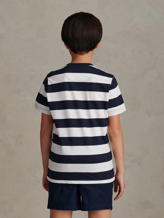 Boys Classic Stripe T-Shirt Dark Sapphire Navy