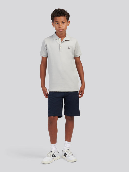 Boys Classic Chino Short in Dark Sapphire Navy / Haute Red DHM