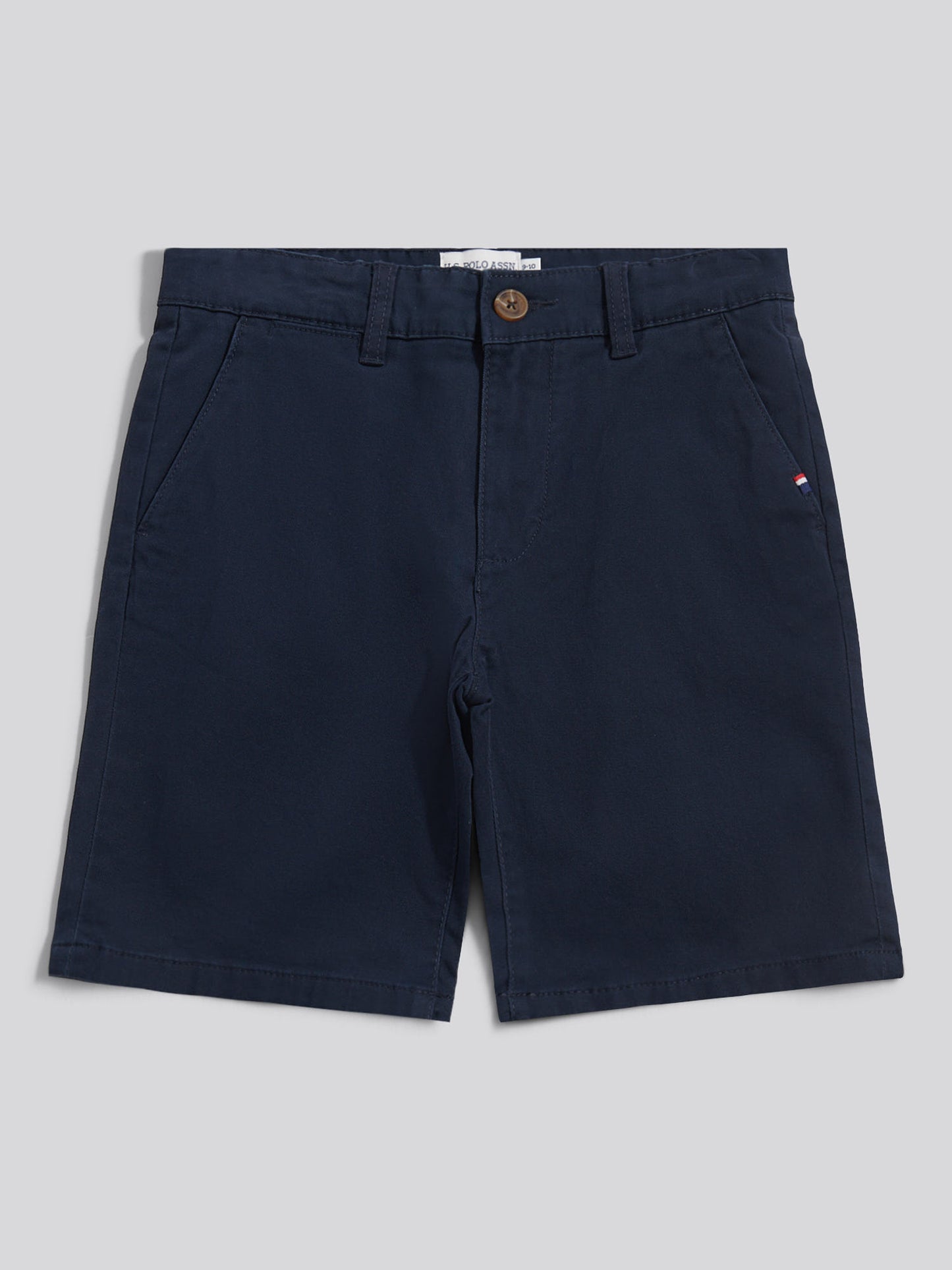 Boys Classic Chino Short in Dark Sapphire Navy / Haute Red DHM