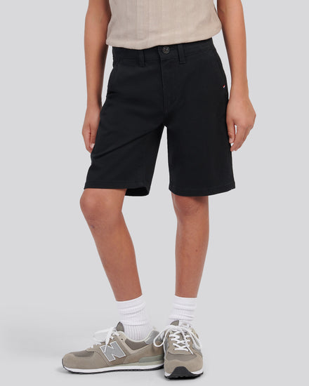 Boys Classic Chino Short in Black Bright White DHM