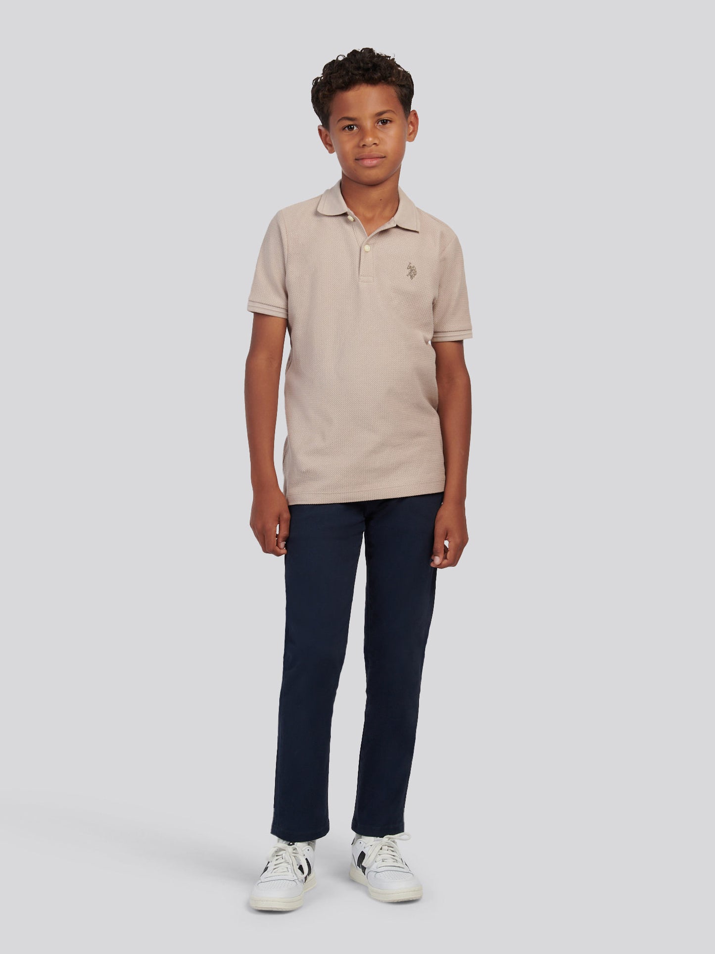 Boys Classic Chino in Dark Sapphire Navy / Haute Red DHM