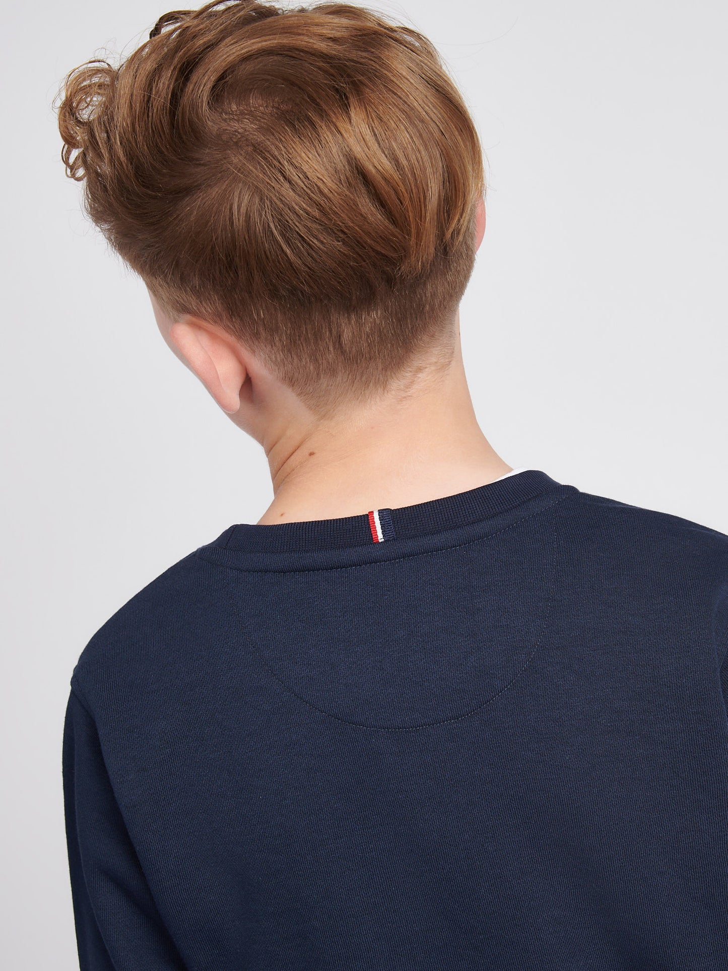 Boys Double Horsemen Crew in Dark Sapphire Navy / Haute Red DHM